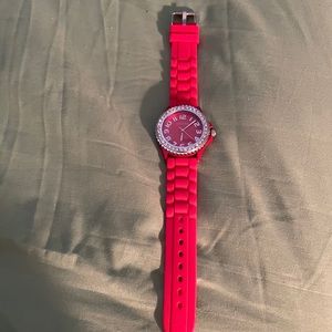 Pre owned needs batteries red rubber watch GENEVA
